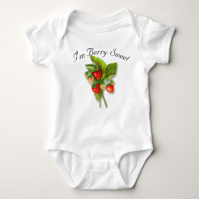 Berry Sweet, Strawberries Baby Bodysuit (Front)