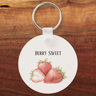 Berry Sweet Strawberries Key Ring