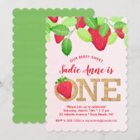 Berry Sweet Strawberry 1st Birthday Girl Red Green
