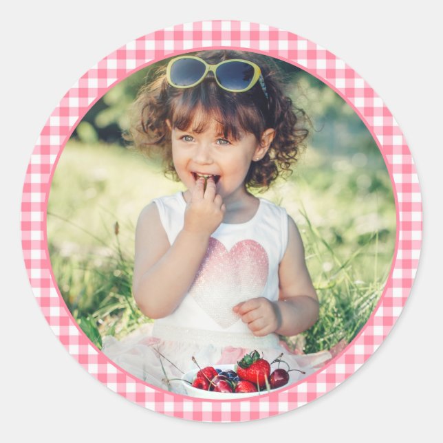 Berry Sweet Strawberry 1st Birthday Party Classic Round Sticker (Front)