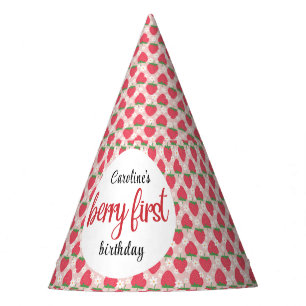Berry Sweet Strawberry 1st Birthday Party Hat