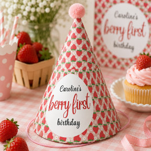 Berry Sweet Strawberry 1st Birthday Party Hat