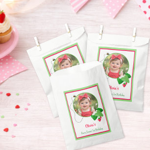 Berry Sweet Strawberry 1st Birthday Photo Favour Bags
