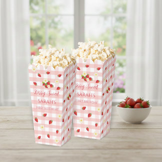 Berry Sweet Strawberry 1st Birthday Popcorn  Favour Box
