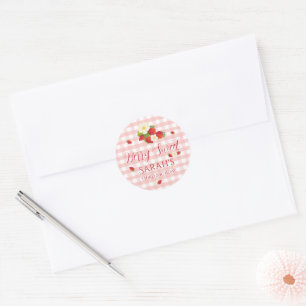 Berry Sweet Strawberry 3rd Birthday Party Classic Round Sticker