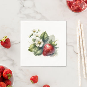 Berry Sweet Strawberry and Flower Napkin