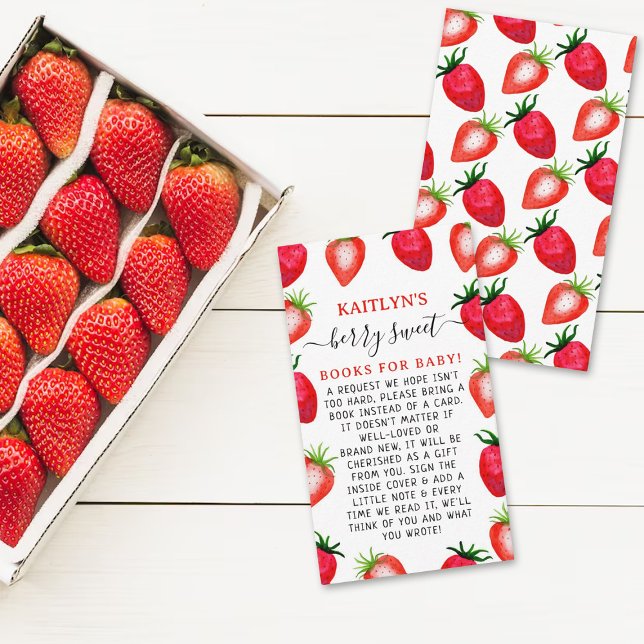 Berry Sweet Strawberry Baby Shower Book Request Enclosure Card (Creator Uploaded)