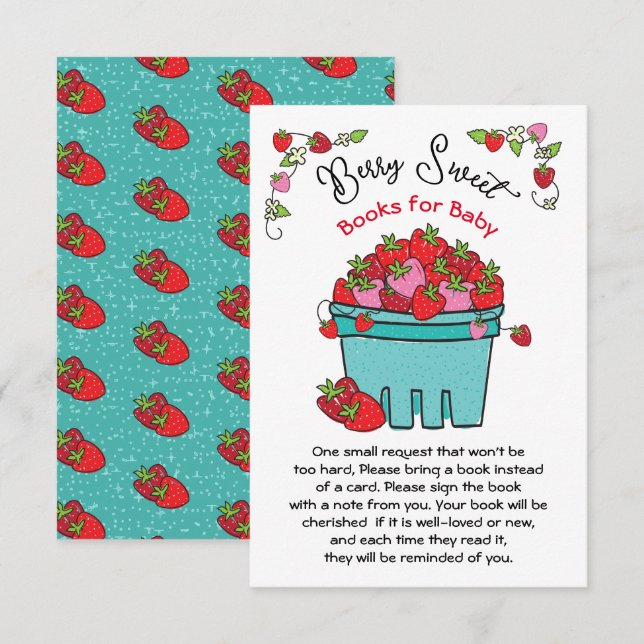 Berry Sweet Strawberry Baby Shower Books for Baby Invitation (Front/Back)