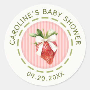 Berry Sweet Strawberry Baby Shower Classic Round Sticker