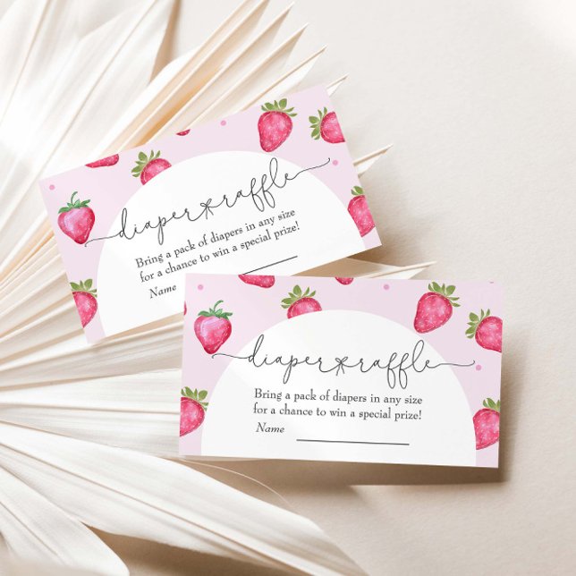 Berry Sweet Strawberry Baby Shower Diaper Raffle Enclosure Card (Creator Uploaded)