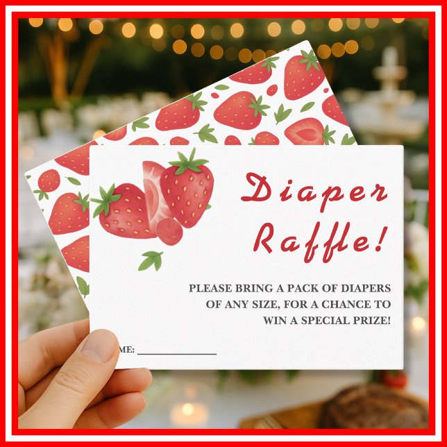 Berry Sweet Strawberry Baby Shower Diaper Raffle Enclosure Card (Creator Uploaded)