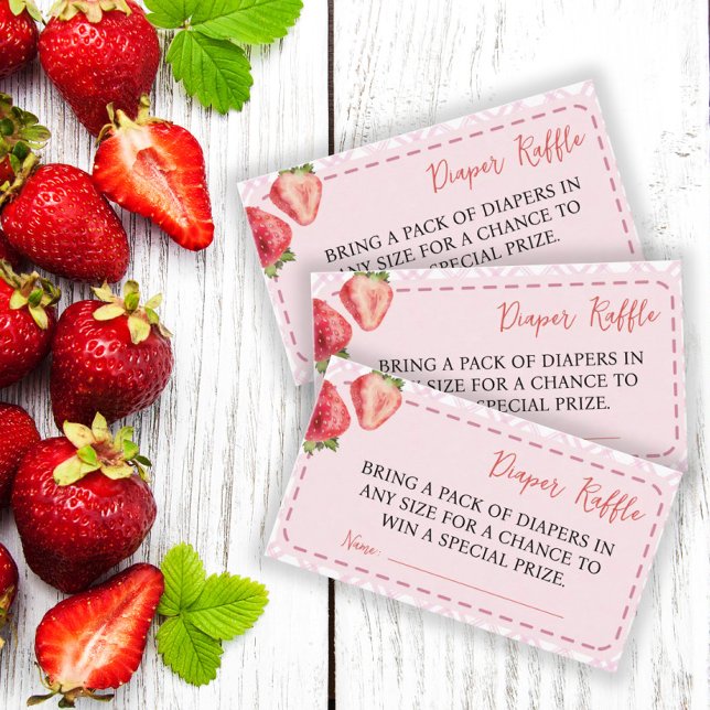 Berry Sweet Strawberry Baby Shower Diaper Raffle Enclosure Card (Creator Uploaded)