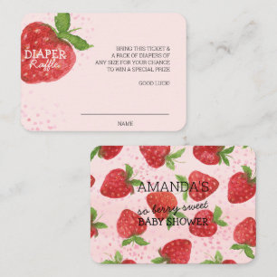 Berry Sweet Strawberry Baby Shower Diaper Raffle Enclosure Card