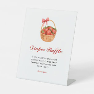Berry Sweet Strawberry Baby Shower Diaper Raffle Pedestal Sign