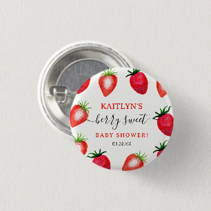 Berry Sweet Strawberry Baby Shower Favour 3 Cm Round Badge