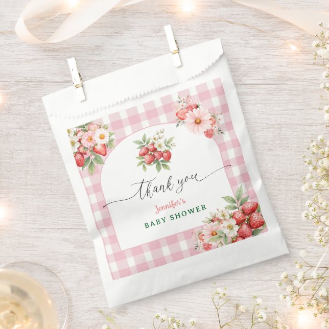 Berry Sweet Strawberry Baby Shower Favour Bags (Clipped)