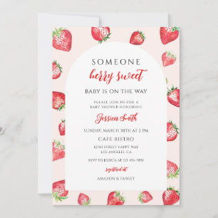 Berry Sweet Strawberry Baby Shower Invitation