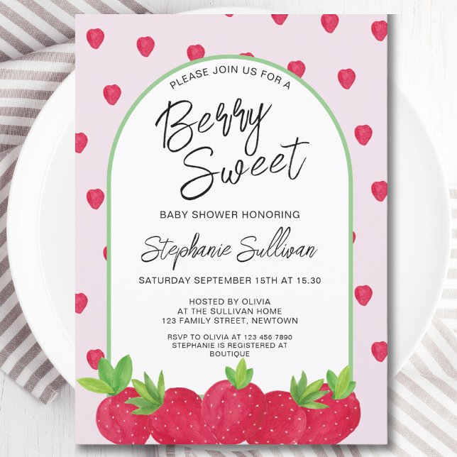 Berry Sweet Strawberry Baby Shower Invitation (Creator Uploaded)