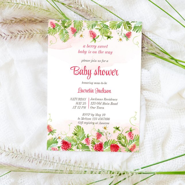 Berry sweet strawberry baby shower invitation (Creator Uploaded)