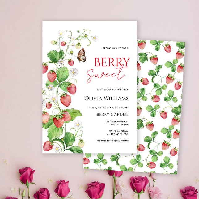Berry Sweet Strawberry Baby Shower Invitation (Creator Uploaded)