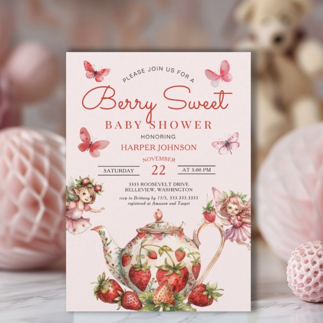 Berry Sweet Strawberry Baby Shower Invitation (Creator Uploaded)
