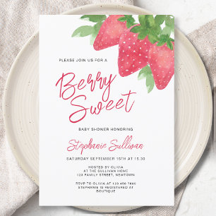 Berry Sweet Strawberry Baby Shower Invitation