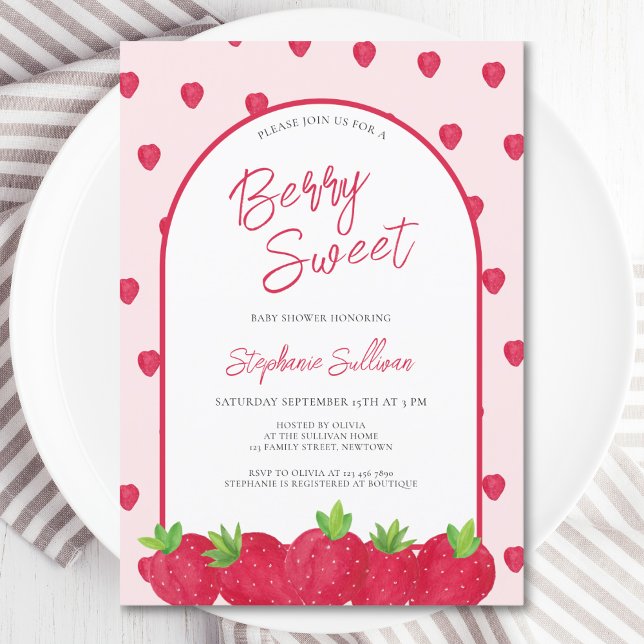 Berry Sweet Strawberry Baby Shower Invitation (Creator Uploaded)