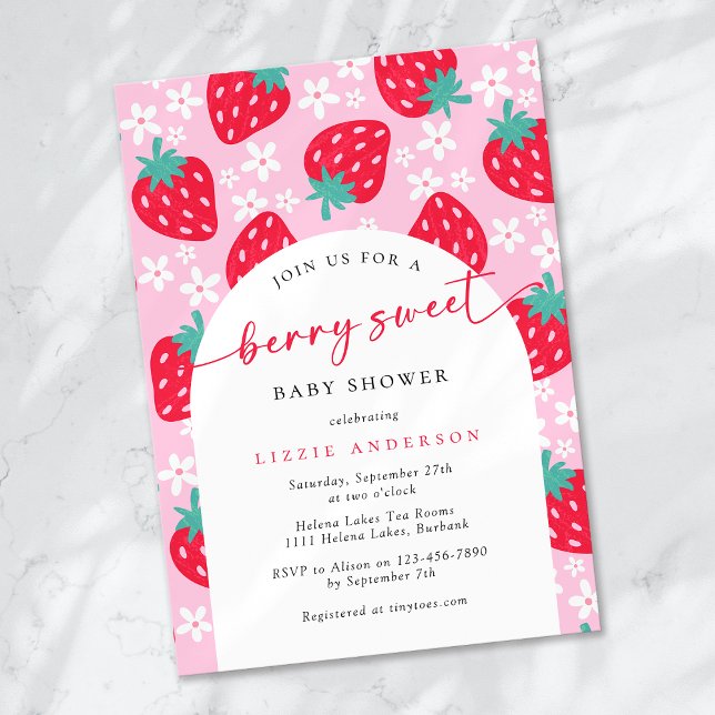 Berry Sweet Strawberry Baby Shower Invitation (Creator Uploaded)