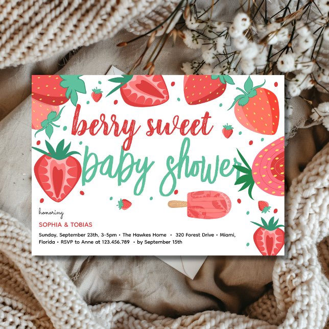 Berry sweet strawberry baby shower invitation (Creator Uploaded)