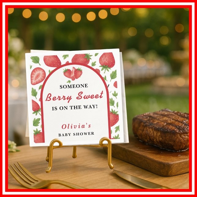 Berry Sweet Strawberry Baby Shower Napkin (Creator Uploaded)