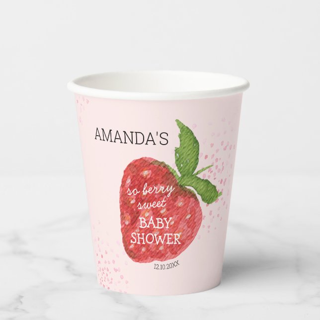 Berry Sweet Strawberry Baby Shower  Paper Cups (Front)