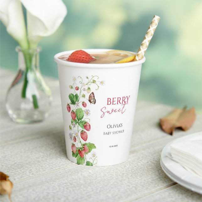 Berry Sweet Strawberry Baby Shower Paper Cups (Insitu)
