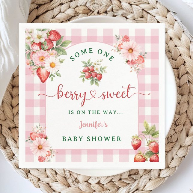 Berry Sweet Strawberry Baby Shower Paper Napkin (Creator Uploaded)