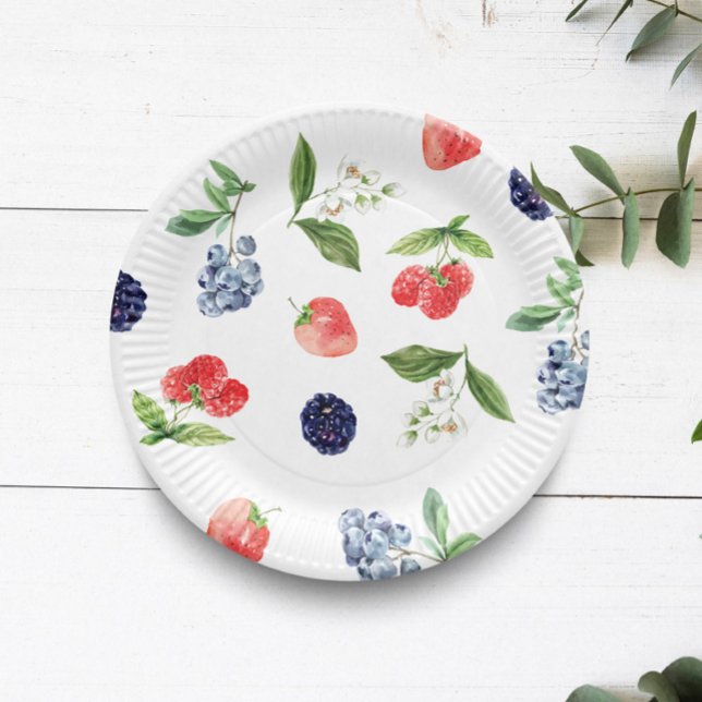 Berry Sweet Strawberry Baby Shower Paper Plate (Creator Uploaded)