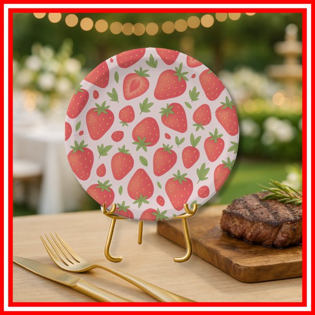 Berry Sweet Strawberry Baby Shower Paper Plate (Creator Uploaded)