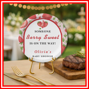 Berry Sweet Strawberry Baby Shower Paper Plate