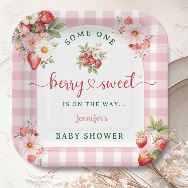 Berry Sweet Strawberry Baby Shower  Paper Plate (Creator Uploaded)
