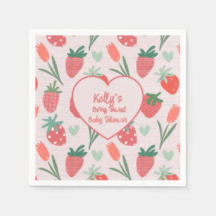 Berry Sweet Strawberry Baby Shower Paper Plate Napkin