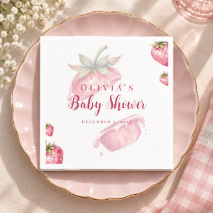 Berry Sweet Strawberry Baby Shower Paper Plates Napkin