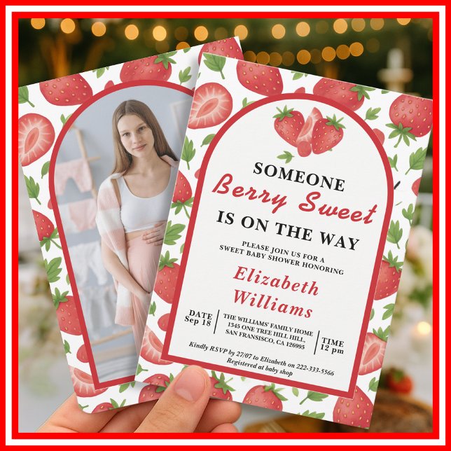 Berry Sweet Strawberry Baby Shower | PHOTO Invitation (Creator Uploaded)