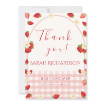 Berry Sweet Strawberry Baby Shower Thank You Card