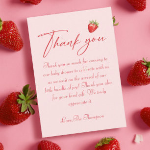 Berry Sweet Strawberry Baby Shower Thank You Card