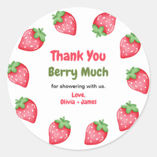 Berry Sweet Strawberry Baby Shower Thank You  Classic Round Sticker