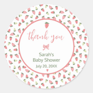 Berry Sweet Strawberry Baby Shower Thank You Classic Round Sticker