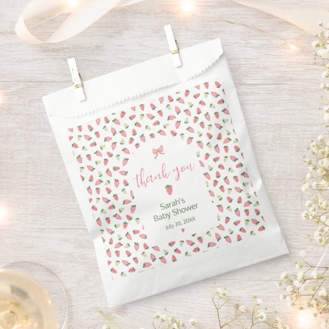 Berry Sweet Strawberry Baby Shower Thank You Favour Bags (Clipped)