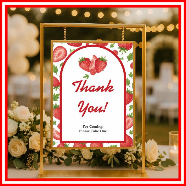  Berry Sweet Strawberry Baby Shower Thank You Sign (Creator Uploaded)