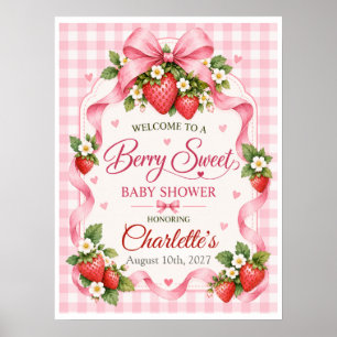Berry Sweet Strawberry Baby Shower Welcome Sign