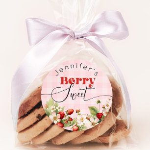 Berry sweet Strawberry birthday Classic Round Sticker