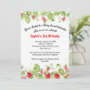 Berry Sweet Strawberry Birthday Invitation