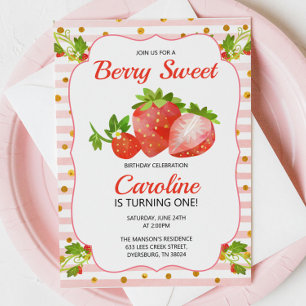 Berry Sweet Strawberry Birthday Invitation